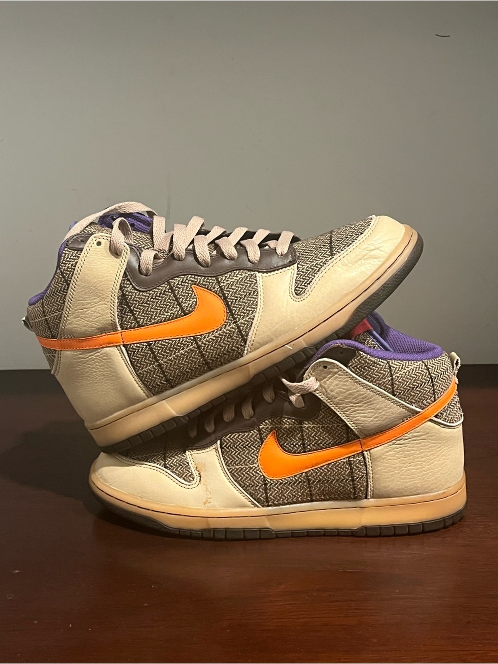 2007 Nike Dunk High Premium Tweed blazer orange size 10